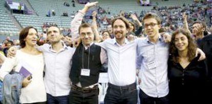 The Podemos team, with leader Pablo Iglesias in the middle.