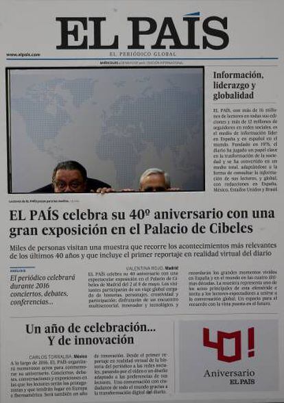 Part of the EL PAIS 40th anniversary exhibition at Madrid's Cibeles Palace.