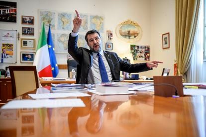 Italian Deputy Prime Minister Matteo Salvini during the interview.