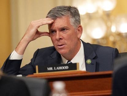US Representative Darin LaHood listens to witness testimony during a House committee heading in Washington, US, on February 28, 2023.