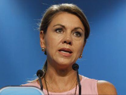 PP secretary general María de Cospedal at a news conference on September 23.