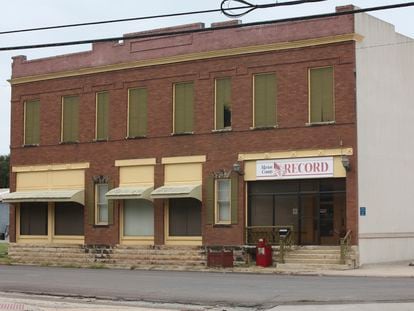 The offices of the Marion County Record sit across from the Marion County Courthouse in Marion, Kan., Sunday, Aug. 13, 2023, in Marion, Kansas.