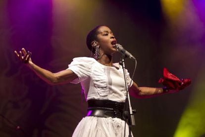 Lauryn Hill performing at Rototom on Sunday.