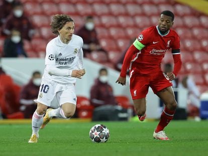 A recent Champions League game between Liverpool and Real Madrid.