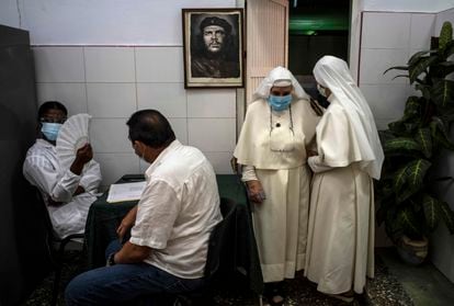 Two nuns in Havana after being vaccinated with the Cuban Covid-19 vaccine, Abdala.