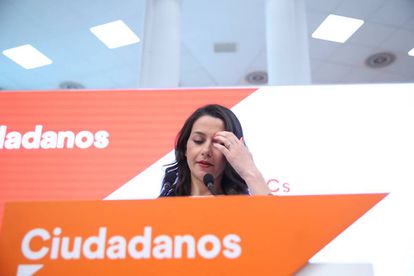 Ciudadanos deputy Ines Arrimadas at a press conference. 