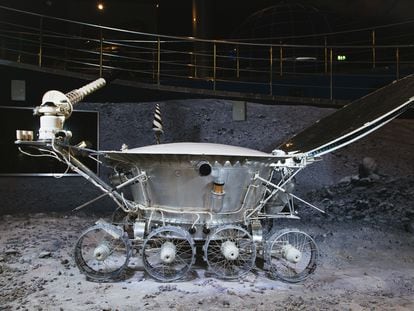 A replica of the Soviet lunar rover 'Lunokhod 1' at the Moscow Cosmonautics Museum.