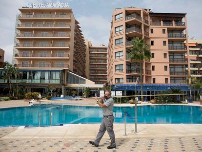 Hotel Amaragua in Torremolinos, in southern Spain, has closed to the public due to the lack of visitors this summer.