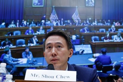 TikTok CEO Shou Zi Chew testifies before a House Energy and Commerce Committee hearing on March 23, 2023.