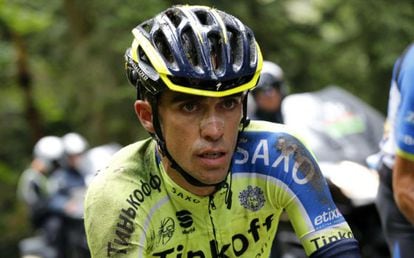 Alberto Contador after his fall in stage 10 of the Tour de France.