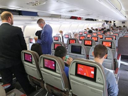 Passengers on an Iberia flight.