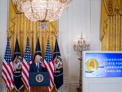US President Joe Biden delivers remarks during an event on lowering health care costs at the White House in Washington, DC, USA, 29 August 2023.