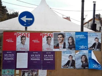 Election posters for the December campaign.