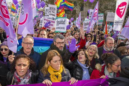 Protests outside the Andalusian parliament on Tuesday.