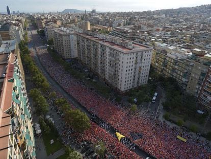 The packed streets of Barcelona during this year’s Diada march.