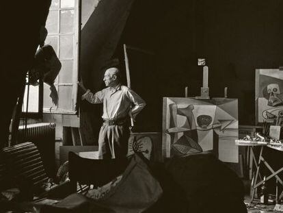 Pablo Picasso pictured in 1948 in his Paris studio, the future of which is now under threat. 