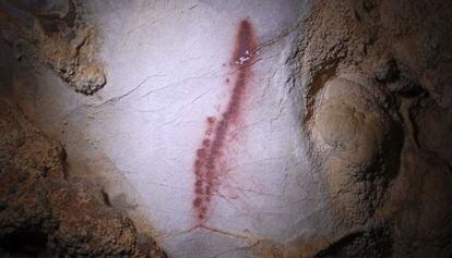 A geometric figure found inside the Aurea Nota cave in Cantabria.