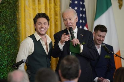 Niall Horan with President Joe Biden at the Saint Patrick's Day celebration at the White House, Washington, on March 17.