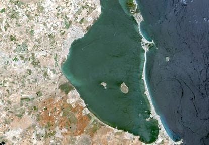 A satellite view of the Mar Menor, in the region of Murcia.
