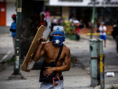 A young protester in Caracas on Sunday.