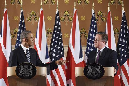 Barack Obama and David Cameron in London in April.