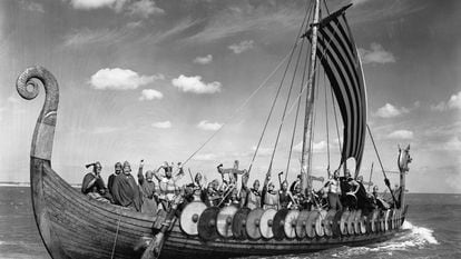The Viking ship Hugin, a reconstructed longboat that traveled from Scandinavia to London in 1949.