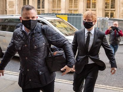 Ed Sheeran arrives at London High Court on Tuesday.