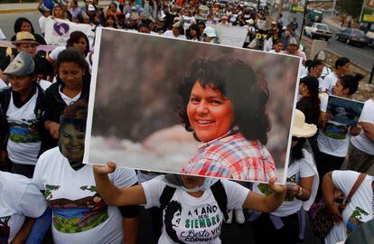 A demonstration in Tegucigalpa in remembrance of Berta Cáceres.
