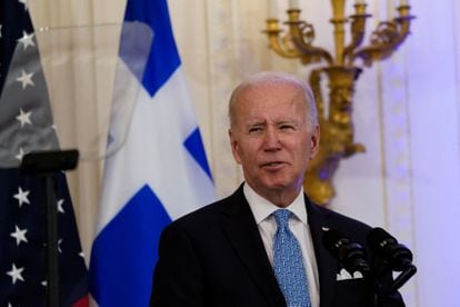 Joe Biden, this Monday at the White House at a reception for the Greek Prime Minister, Kiriakos Mitsotakis.