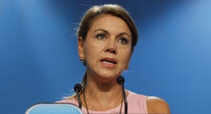 PP secretary general María de Cospedal at a news conference on September 23.