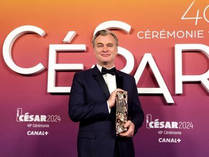Director Christopher Nolan receives the César Award, France's national film award; February 23, 2024.