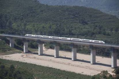 The high-speed AVE train crossing Tarragona province.