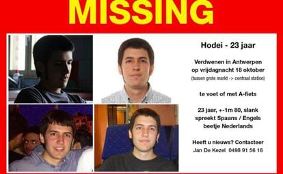 One of the posters being distributed by the Belgian police about Hodei's disappearance.