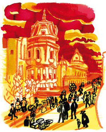 One of the illustrations for 'Fervor en Buenos Aires' by Pablo Racioppi.