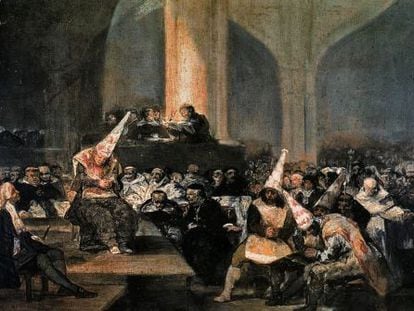 Goya&#039;s The Inquisition Tribunal (1812-1819), part of the Real Academia de Bellas Artes de San Fernando&#039;s collection.
