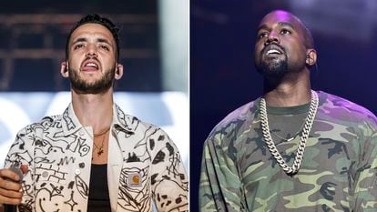 C. Tangana and Kanye West at their respective concerts.
