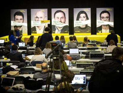 Election campaign posters featuring Catalan politicians.