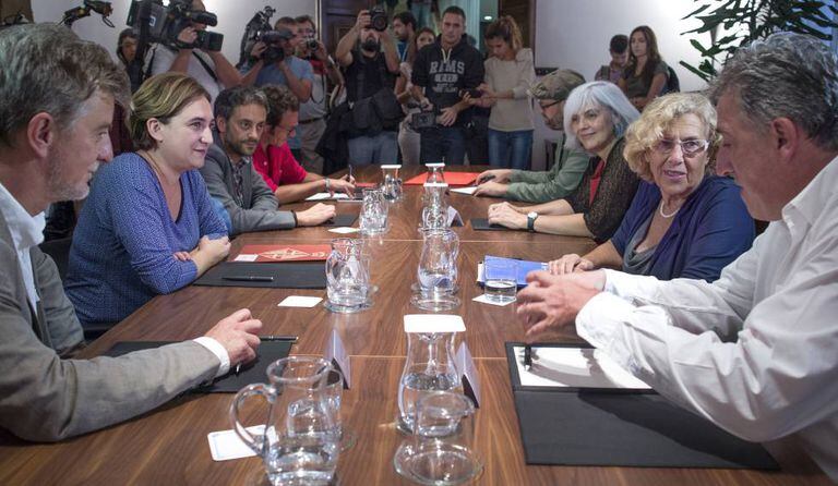 The eight "mayors of change" in Barcelona.