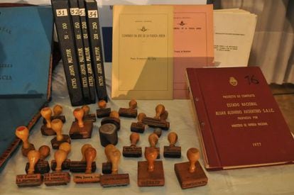 Part of the trove of documents found in the basement of the Argentinean Air Force&#039;s headquarters. 