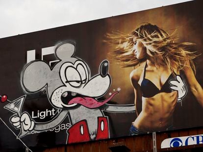 Banksy was way ahead of the game: a billboard that was altered by the artist in 2011 showed a Mickey Mouse, sexually assaulting a woman with a cocktail in hand.