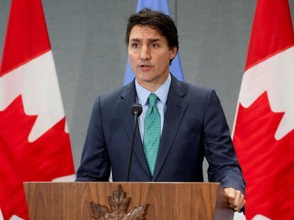 Canadian Prime Minister Justin Trudeau holds a press conference in New York, U.S., September 21, 2023.