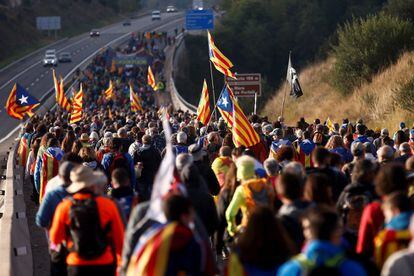 Independence supporters during a so-called “March for freedom” in Berga (Lleida).