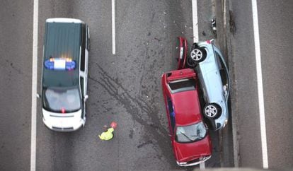The aftermath of a traffic accident in Pontevedra in 2013.