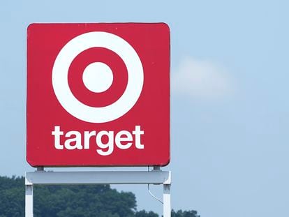 A sign outside a Target store is seen Wednesday, May 24, 2023, in Nashville, Tennessee.