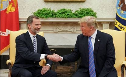Spain’s King Felipe VI with US President Donald Trump at the White House in June 2018.