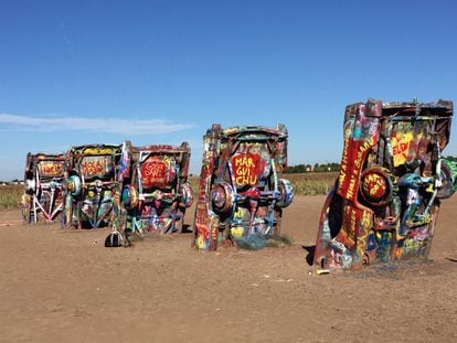Cadillac Ranch, a stop on Route 66 on the Texas stretch.