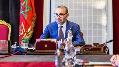 King Mohammed VI of Morocco during the meeting in which the emergency program for the relocation of those affected by the earthquake was approved, on September 14.