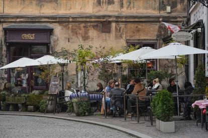 The Camelot café in Stare Miasto, the old town of Krakow, Poland. 
