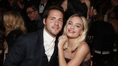 Tom Ackerley and Margot Robbie at the 77th Annual Golden Globe Awards held at the Beverly Hilton Hotel on January 5, 2020.