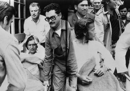 Doctors and nurses treat two of the survivors of the 1972 accident in the Andes after their rescue.